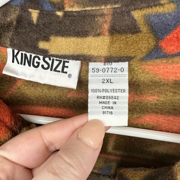 Vintage King Size Fleece Aztec Button Up Jacket - Picture 5 of 6